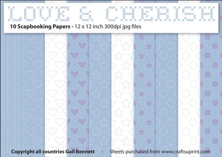 Love & Cherish - Blue - 10 - 12x12 Scrapbooking Papers