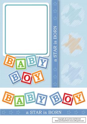 Large Square New Baby Boy Aperture Card