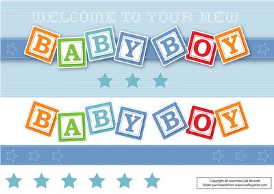 Large Dl New Baby Boy Card
