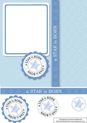 Large Square 'a Star is Born' Blue Aperture Card