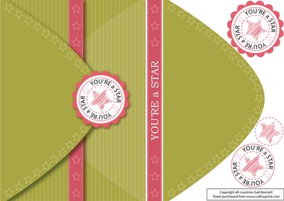 Green - You're a Star Envelope Card with Decoupage