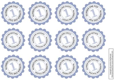 'number One' Round Scalloped Tags / Badges - Blue - Male