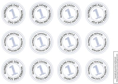 'number One' Round Tags / Badges - Blue - Male