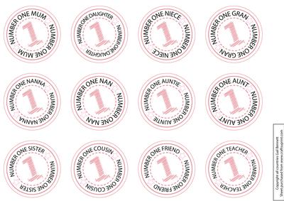 'number One' Round Tags / Badges - Pink - Female