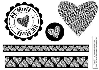 Be Mine Sketched Hearts Digital Stamps Set 2