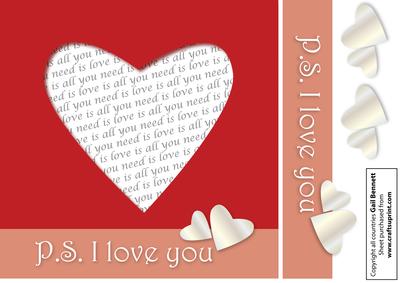 Large Square P.s. I Love You Cut-out Heart Valentine's Card