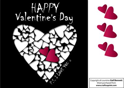 Large Square Big Heart/little Hearts Valentine's Card