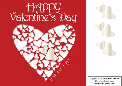 Large Square Big Heart/little Hearts Valentine's Card 2