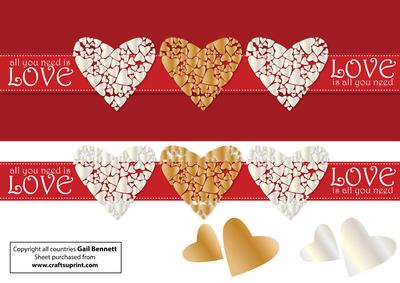 Large Dl Foiled Hearts 'all You Need is Love' Card
