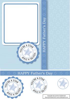 Large Square happy Fathers Day Blue Aperture Card