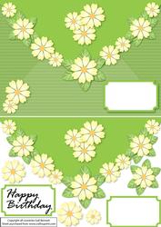 Green Primrose Envelope Card with Decoupage