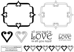 Swirly Heart Frames & Hearts Digital Stamp Set