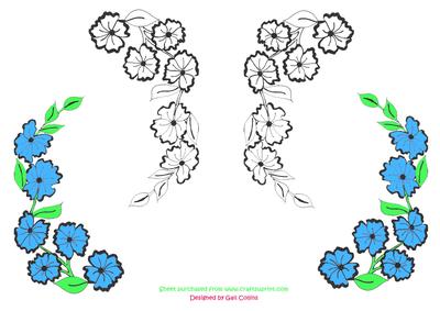 Blue Floral Corner Digistamps Large