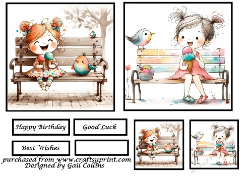 ice cream on the bench with the Birds