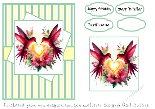 Two humming birds and a heart