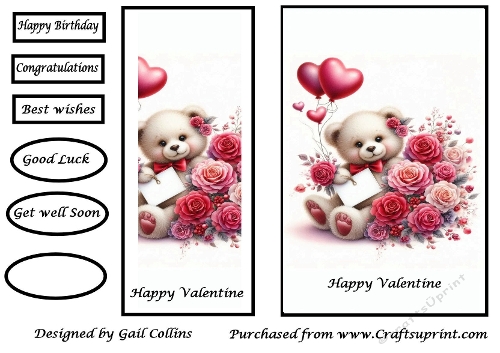 Valentine bear  card topper and bookmark