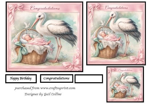 Baby girl and stork