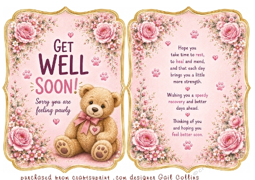 get well soon teddy pink