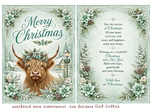 merry christmas highland cow mint