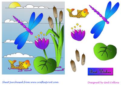 Dragonfly and Lily Decoupage