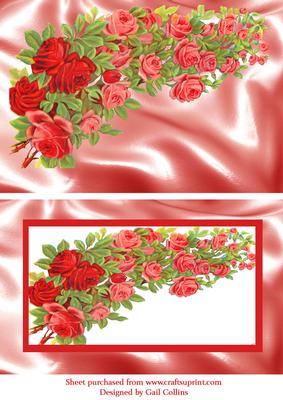 Roses on Coral Satin.