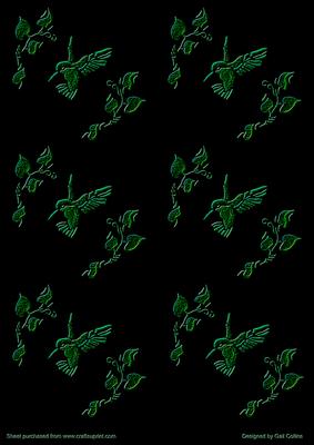 Embossed Hummingbirds on Black