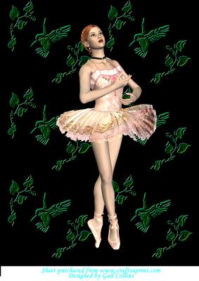 Ballerina on a Black Humming Bird Background