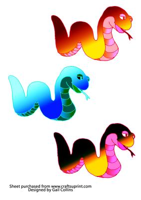 3 Handrawn Cartoon Snake Toppers.