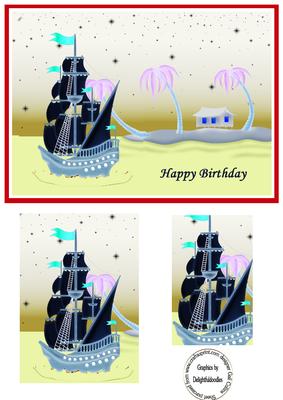 A Galleon at Night ,crazy Cards