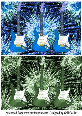 Two Guitar Card Fronts No 1