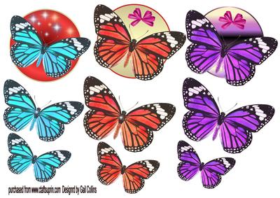 Round Butterfly Toppers X3