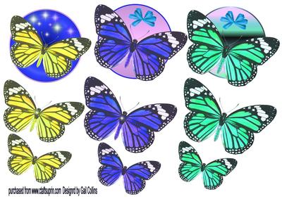 Round Butterfly Toppers x 3 No 2