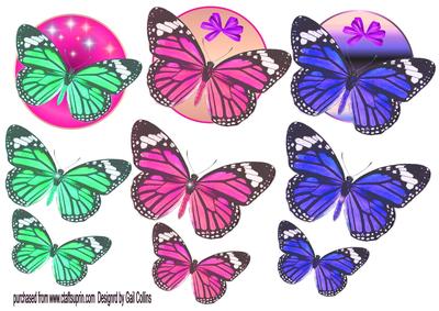 Round Butterfly Toppers x 3 No 3