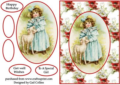 Vintage Girl and Poppies