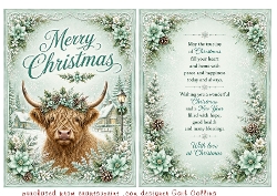 merry christmas highland cow mint