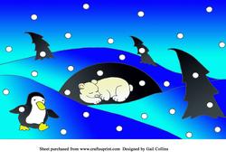 Polar Bear in Blue Scene