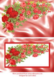 Roses on Coral Satin.