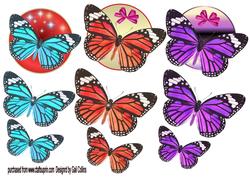 Round Butterfly Toppers X3