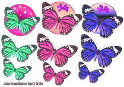 Round Butterfly Toppers x 3 No 3