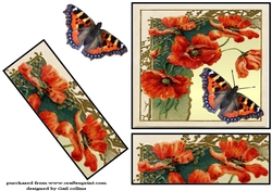 Tortoiseshell butterfly and poppies