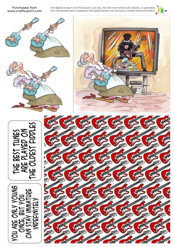 The Wrinklies Decoupage - Guitar Grandma
