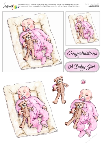 New Baby Decoupage - Baby Onesie - Pink