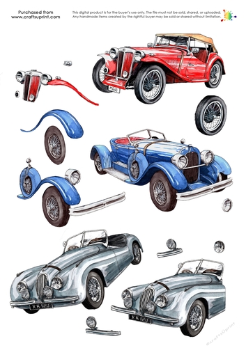 Transport Decoupage - Classic Cars