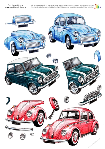 Transport Decoupage - Popular Cars