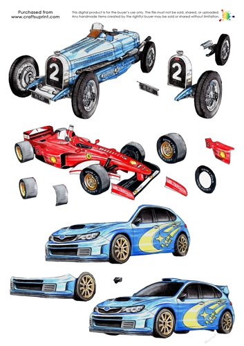 Transport Decoupage - Racing Cars