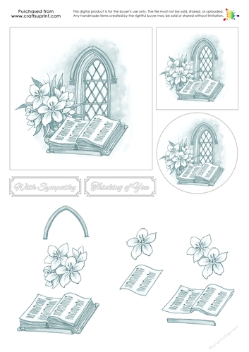 Sympathy Decoupage - Church Window - Mono