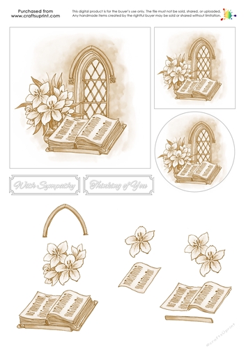 Sympathy Decoupage - Church Window - Sepia