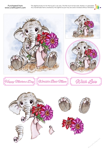 Decoupage - Baby Elephant Blooms