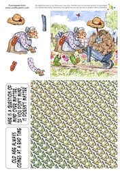 The Wrinklies Decoupage - Gardening Granny