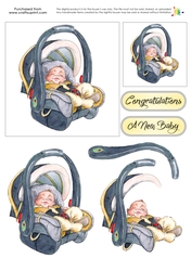 New Baby Decoupage - Car Seat - Yellow